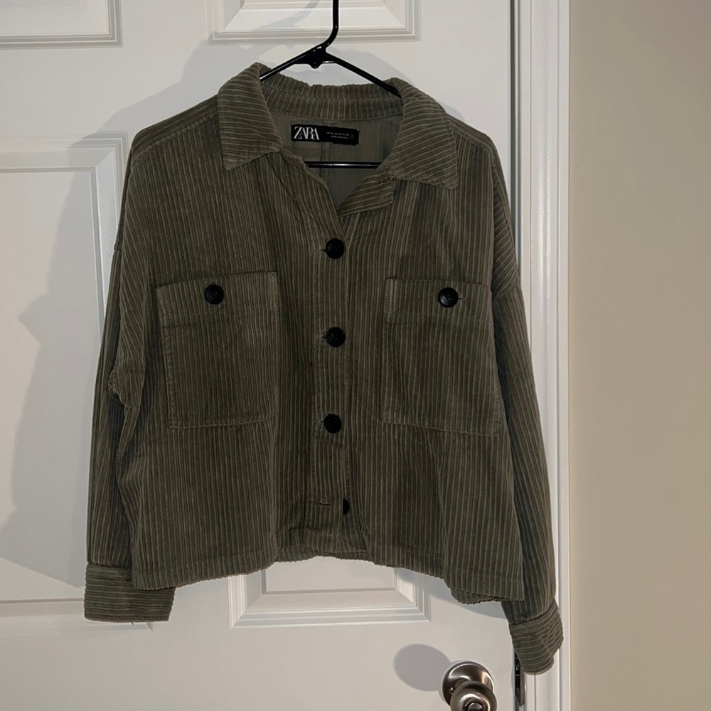 Green corduroy zara jacket medium